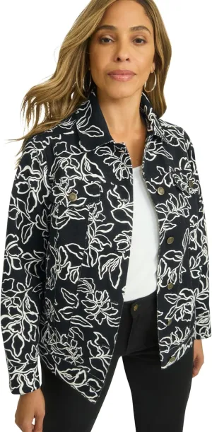 Jessica London Women's Plus Size Classic Cotton Button Down Denim Jean Jacket