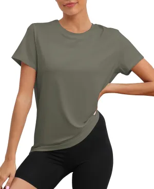 KevaMolly Workout Tops for Women UPF50  Breathable Loose Fit Yoga T Shirts Short Sleeve Running Gym Athletic Tee Top