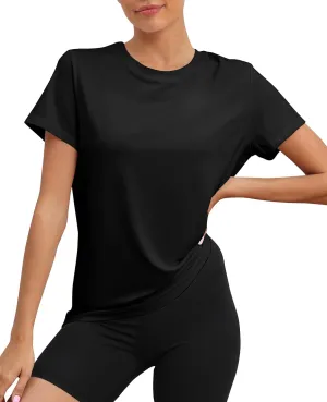 KevaMolly Workout Tops for Women UPF50  Breathable Loose Fit Yoga T Shirts Short Sleeve Running Gym Athletic Tee Top