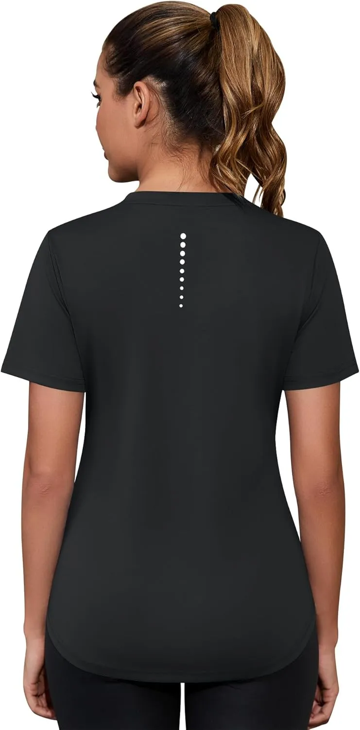 Kistore Workout Tops for Women Breathable V Neck Yoga T Shirts Trending Beach Casual Loose Fit Tee Running