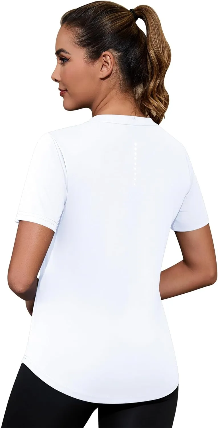 Kistore Workout Tops for Women Breathable V Neck Yoga T Shirts Trending Beach Casual Loose Fit Tee Running