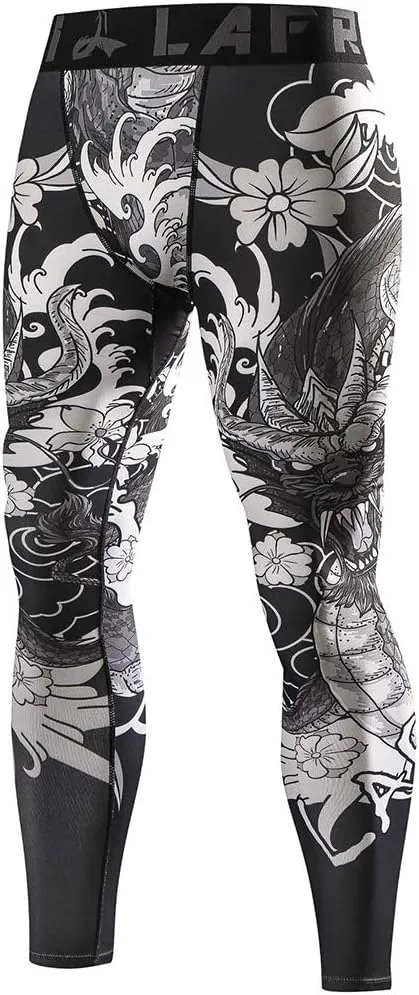 LAFROI Men's Quick Dry Cool Compression Fit Tights Leggings Waistband-YSK08