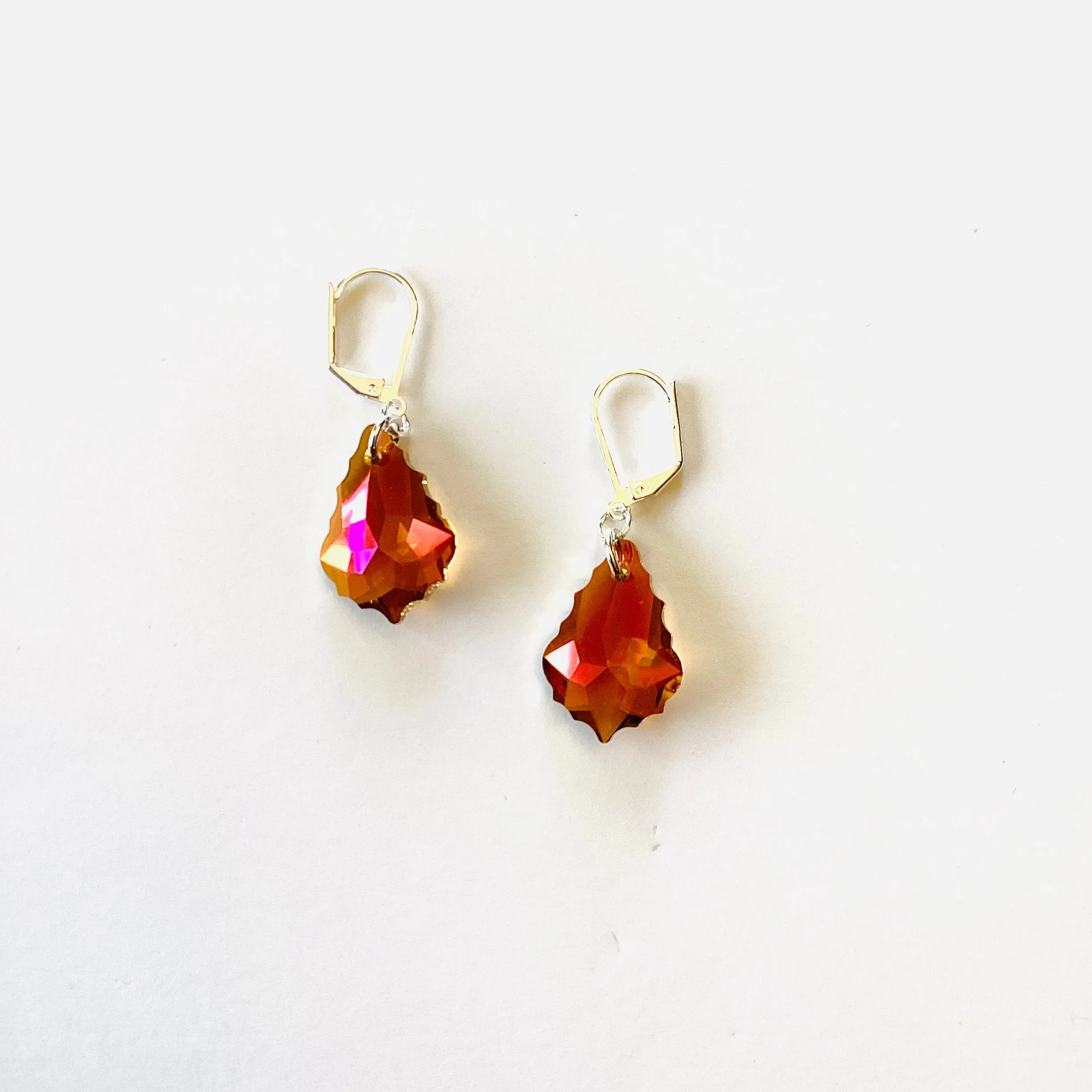 Large Baroque Drop Earrings in Mahogany {GOLD or SILVER METAL}
