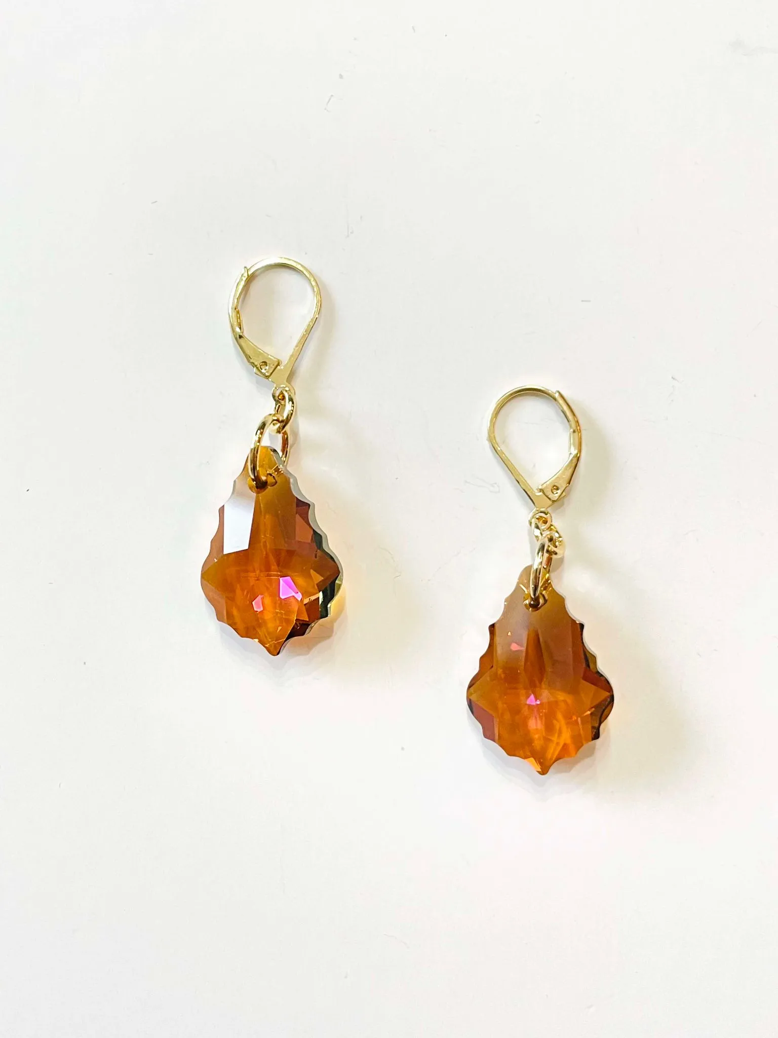 Large Baroque Drop Earrings in Mahogany {GOLD or SILVER METAL}