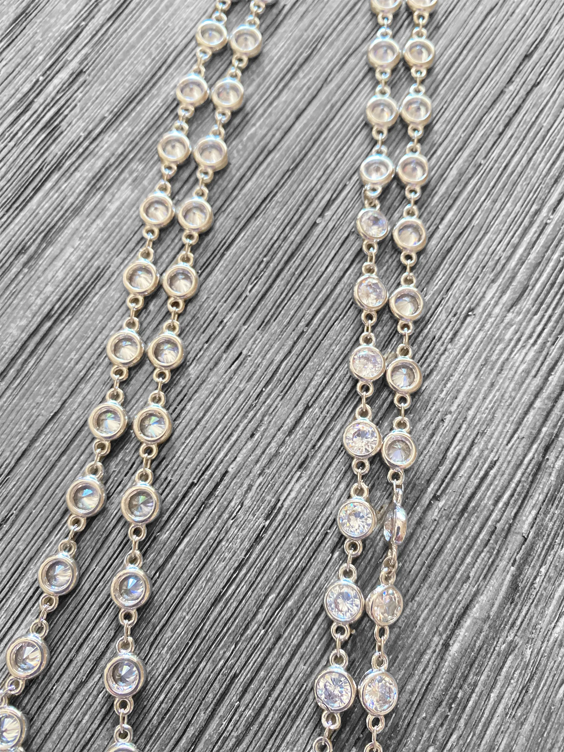 Large crystal lariat Genuine Large Baroque Pearl