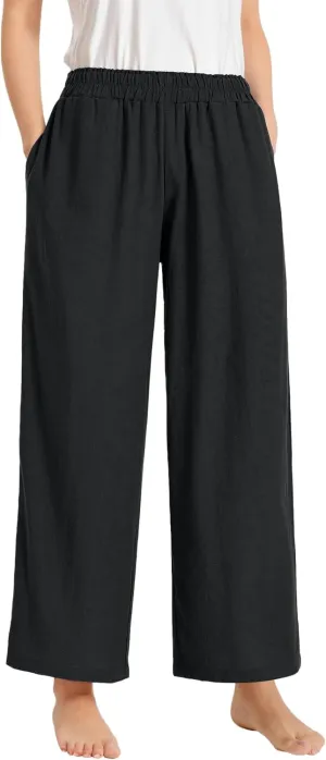 Latuza Women's Petite Wide Leg Pants Casual Summer Flowy Pants