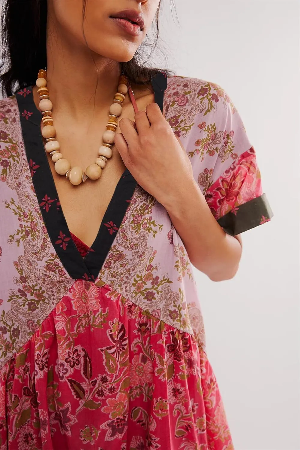 LifeShe Floral Boho Dresses for Women Short Sleeves Babydoll Dress Ruffle Mini Summer Swing Dress