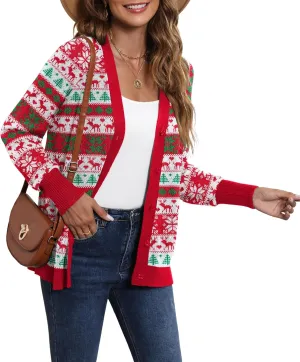 LILBETTER Women's Long Sleeve Button Down V Neck Classic Sweater Knit Cardigan