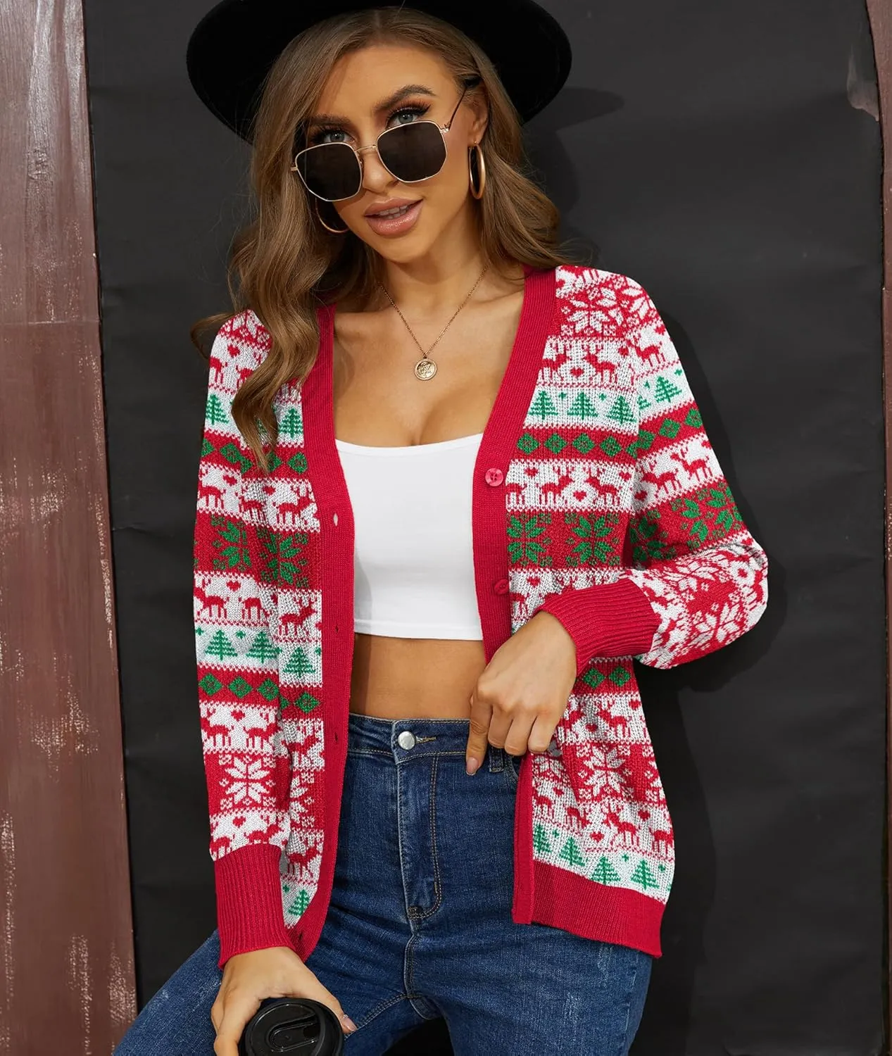 LILBETTER Women's Long Sleeve Button Down V Neck Classic Sweater Knit Cardigan