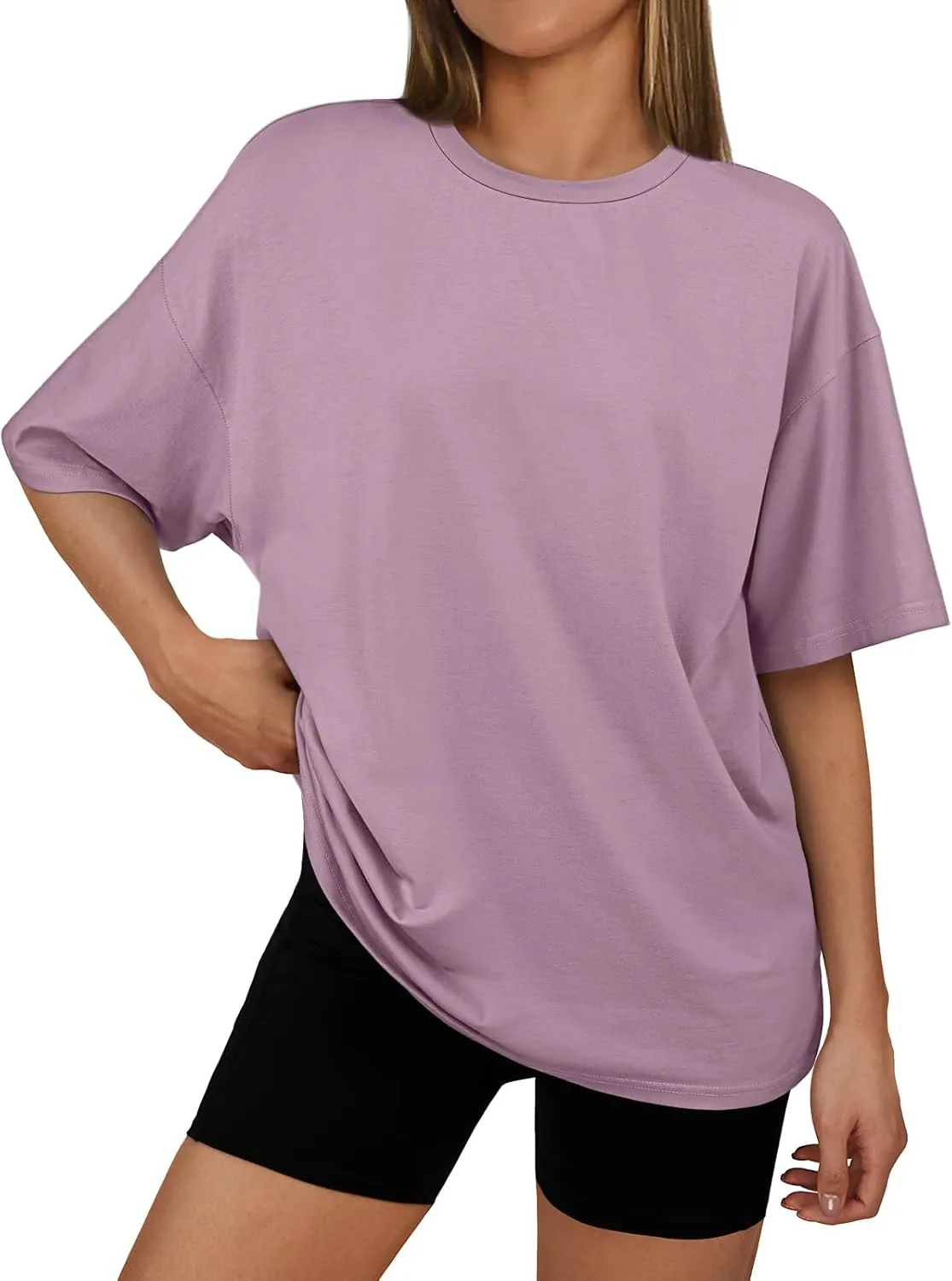 LILLUSORY Womens Oversized T Shirts Workout Plus Size Short Sleeves Tops Casual Loose Basic Tees Summer Outfits 2025