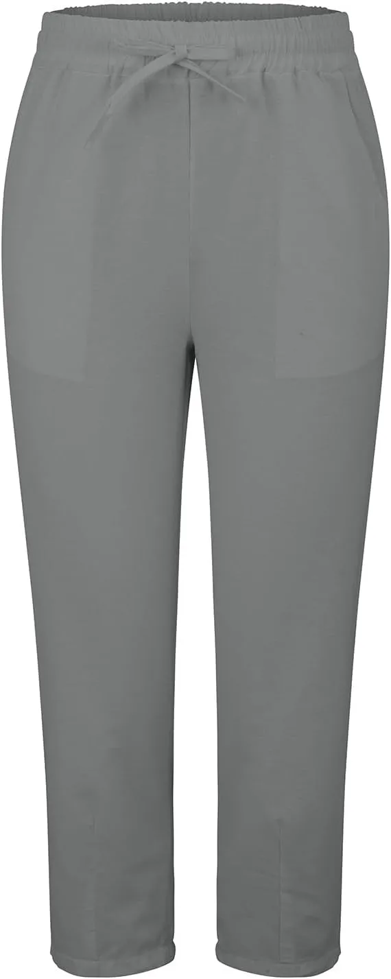 Linen Pants Women Summer Casual Straight Leg Elastic Drawstring Beach Trousers Plus Size Baggy Lounge Vacation Pant