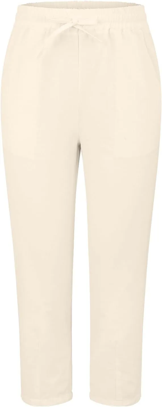 Linen Pants Women Summer Casual Straight Leg Elastic Drawstring Beach Trousers Plus Size Baggy Lounge Vacation Pant