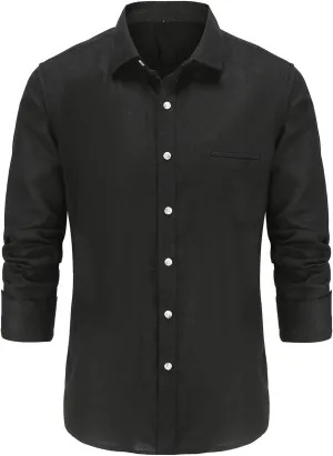 Linen Shirts for Men Long Sleeve Camisas de Hombre Lino