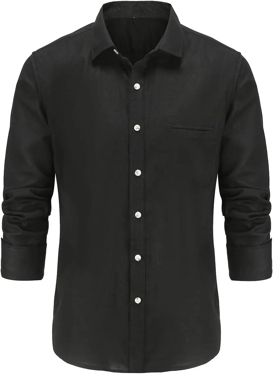 Linen Shirts for Men Long Sleeve Camisas de Hombre Lino