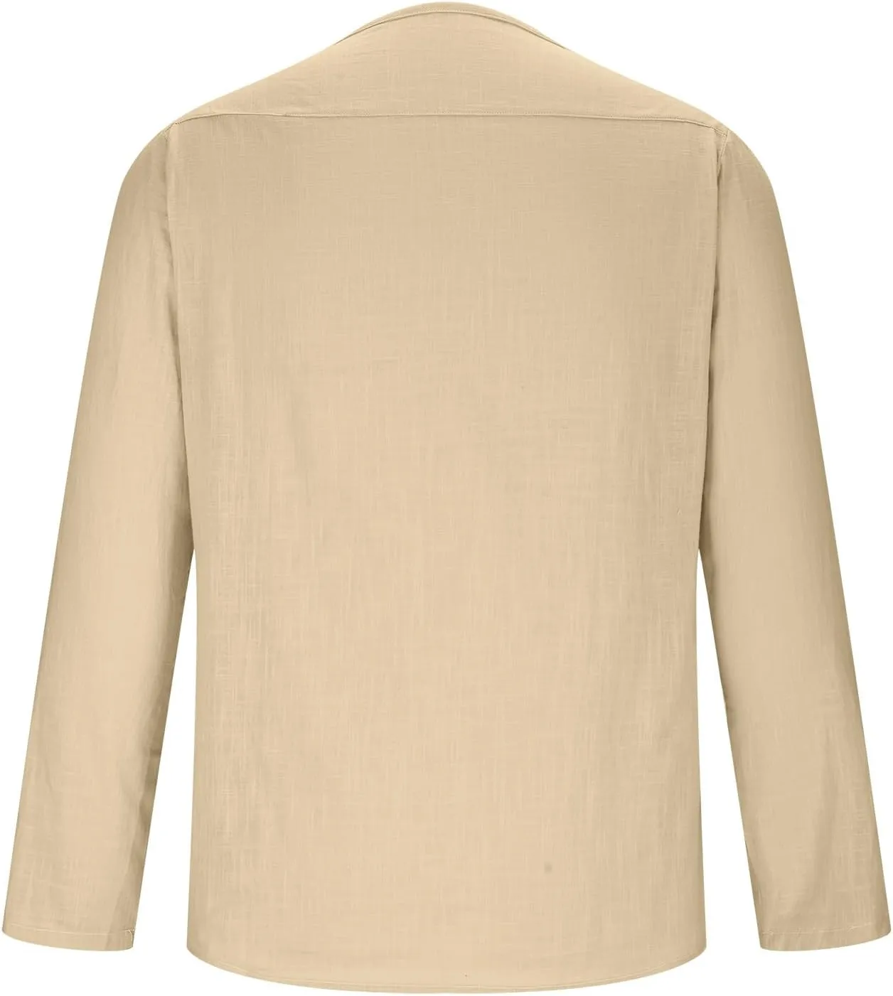 Linen Shirts for Men Long Sleeve Solid Lightweight Crew Neck Casual Shirts Summer Fashion Beach Pullover Tops
