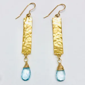 Malibu Earrings - 18k Gold and Aquamarine Gemstone Earrings