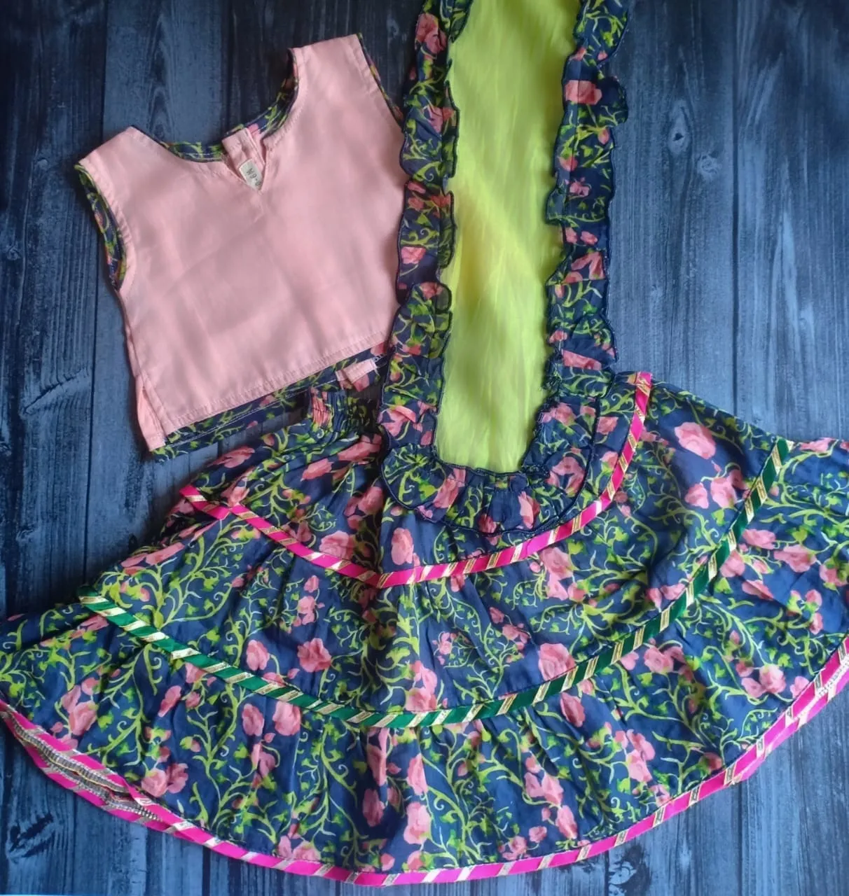 Malmal Lehenga Set | Midnight Rose