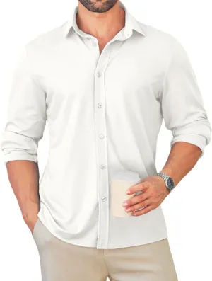 MAPICK Men Long Sleeve Wrinkle Free Dress Shirt Button Down Casual Business Untucked Shirts