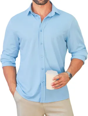 MAPICK Men Long Sleeve Wrinkle Free Dress Shirt Button Down Casual Business Untucked Shirts