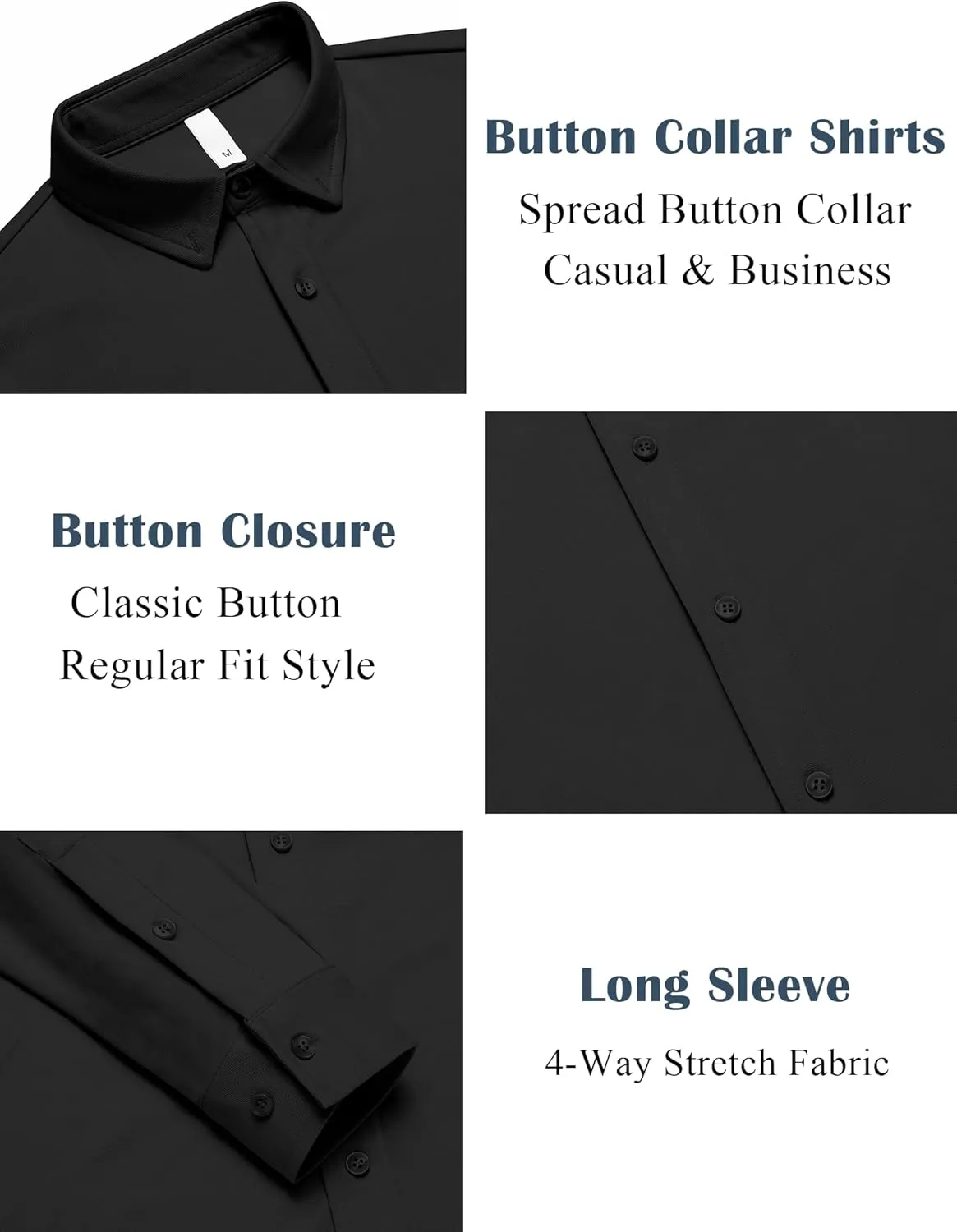 MAPICK Men Long Sleeve Wrinkle Free Dress Shirt Button Down Casual Business Untucked Shirts