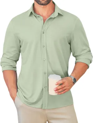 MAPICK Men Long Sleeve Wrinkle Free Dress Shirt Button Down Casual Business Untucked Shirts