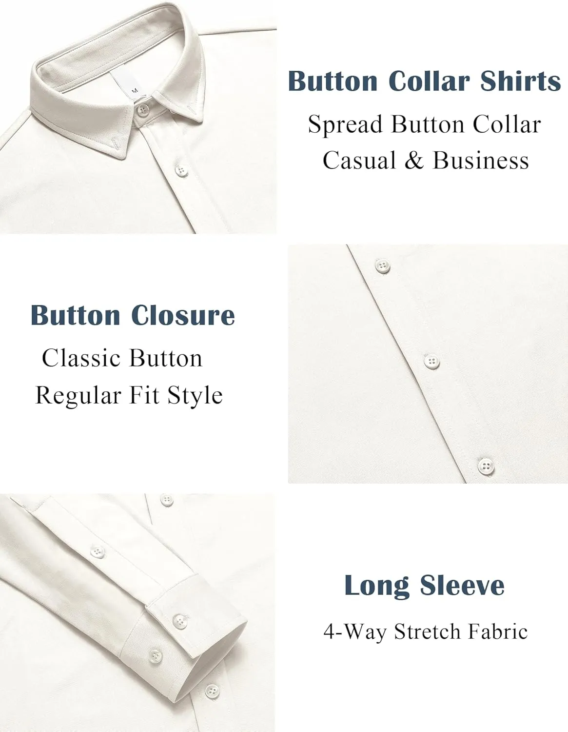 MAPICK Men Long Sleeve Wrinkle Free Dress Shirt Button Down Casual Business Untucked Shirts