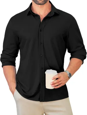MAPICK Men Long Sleeve Wrinkle Free Dress Shirt Button Down Casual Business Untucked Shirts