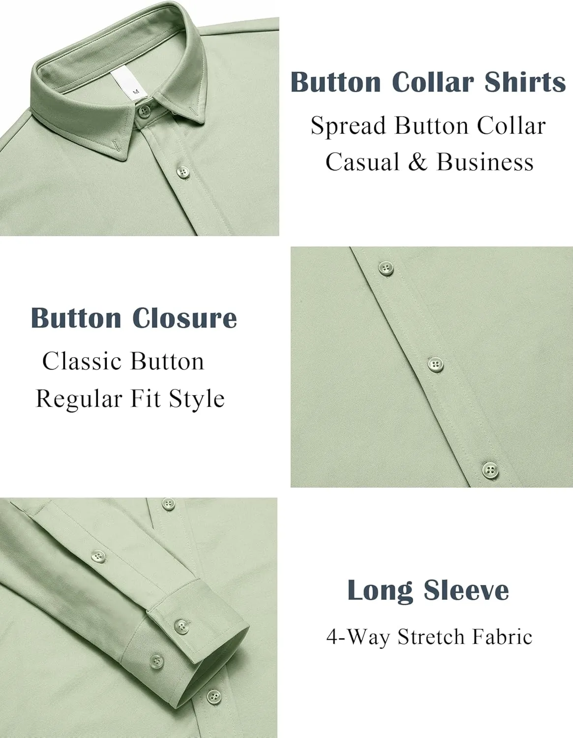 MAPICK Men Long Sleeve Wrinkle Free Dress Shirt Button Down Casual Business Untucked Shirts