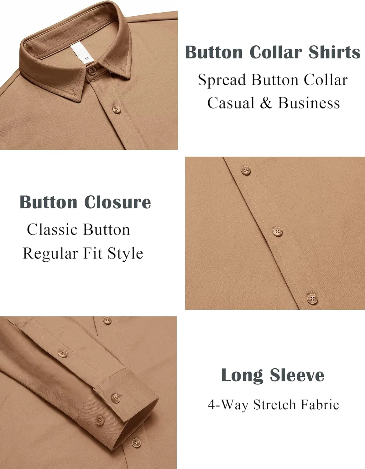 MAPICK Men Long Sleeve Wrinkle Free Dress Shirt Button Down Casual Business Untucked Shirts