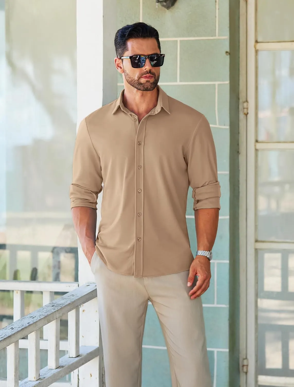 MAPICK Men Long Sleeve Wrinkle Free Dress Shirt Button Down Casual Business Untucked Shirts