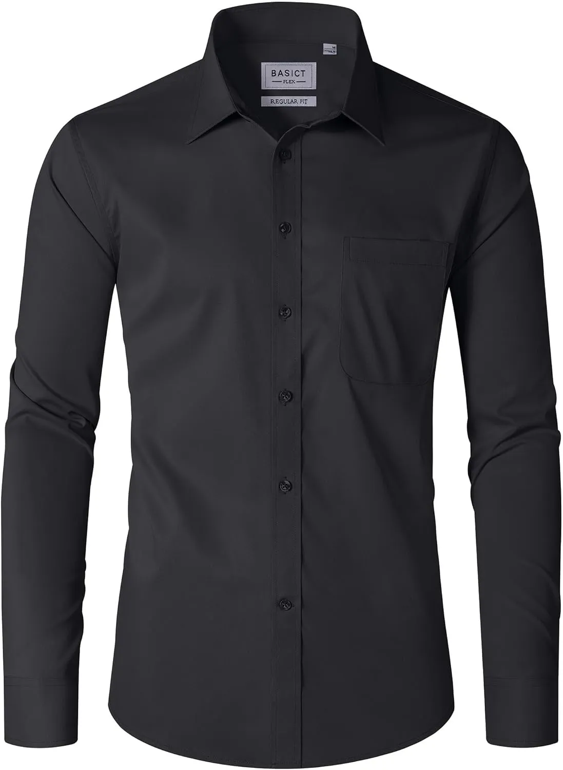 Men Dress Shirts Wrinkle Free Long Sleeve Stretch Twill Casual Button Down Shirt