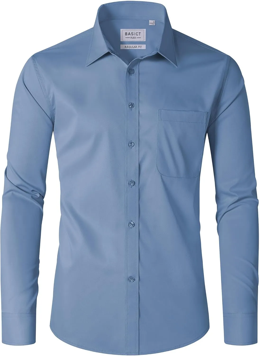 Men Dress Shirts Wrinkle Free Long Sleeve Stretch Twill Casual Button Down Shirt