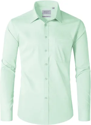 Men Dress Shirts Wrinkle Free Long Sleeve Stretch Twill Casual Button Down Shirt