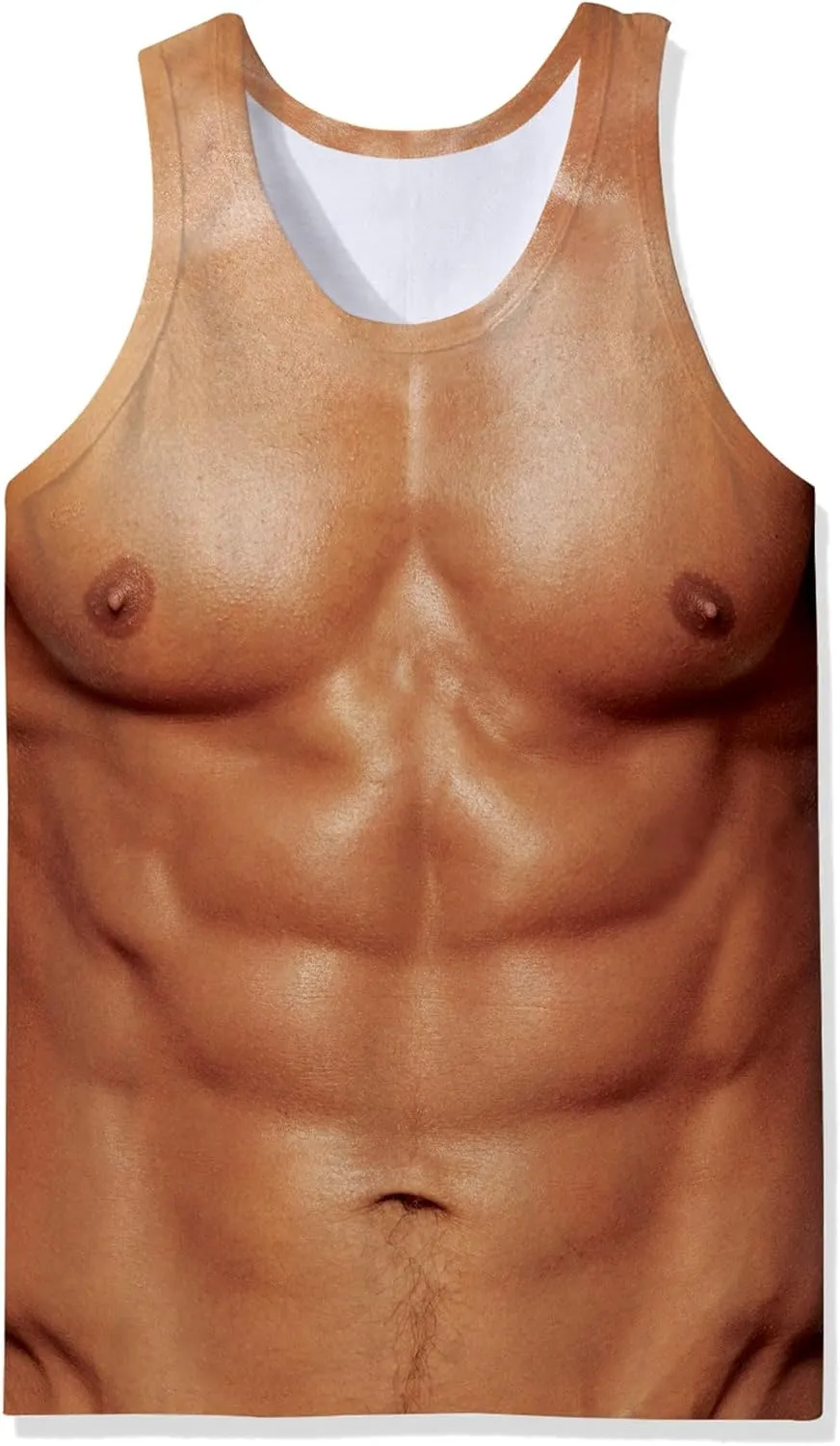 Mens 3D Fake Abs Tank Top Breathable Quick Dry Sleeveless Beach Shirt