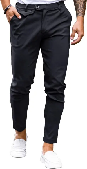 Mens Chinos Slim Fit Pants Flat Front Stretch Skinny Tapered Dress Pants Comfort Casual Solid Trousers