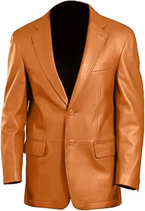 Mens Classic Blazer Genuine Sheepskin Leather Coat