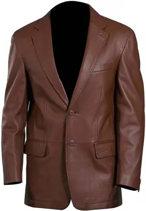 Mens Classic Blazer Genuine Sheepskin Leather Coat