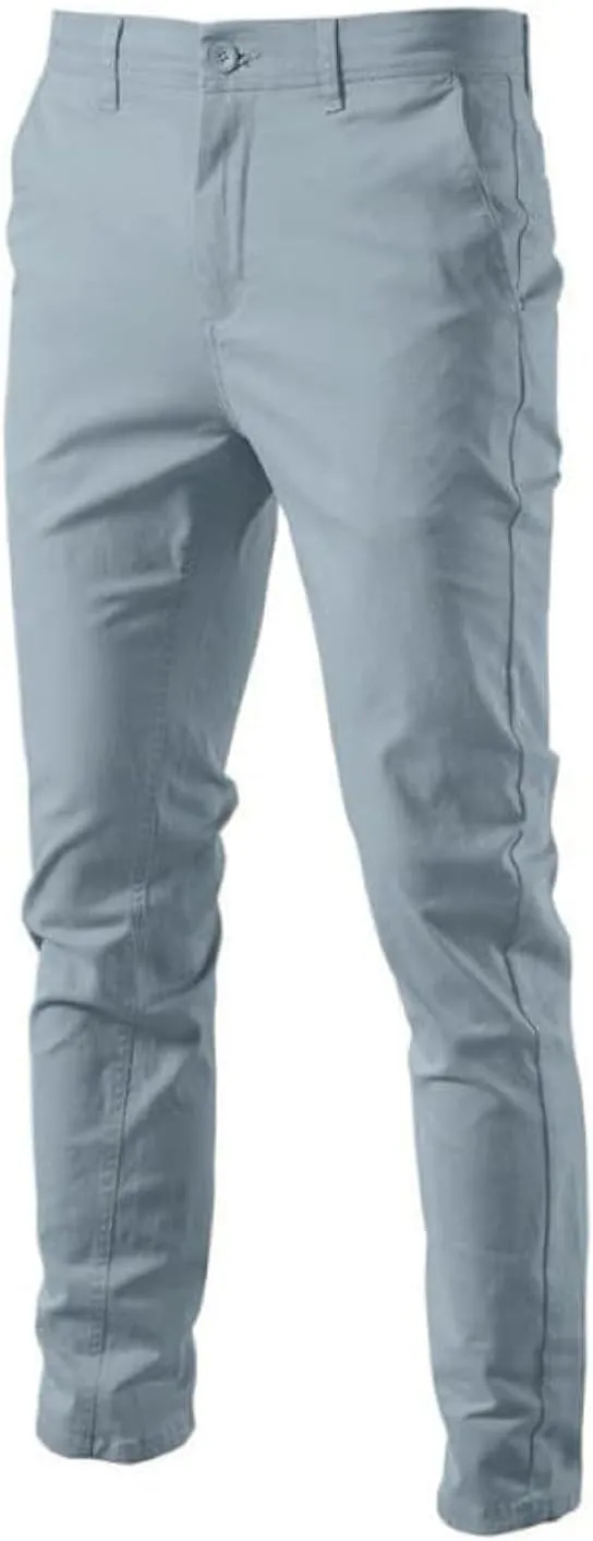 Men's Comfort Slim-fit Stretch Chino Pant Flat Front Solid Casual Pants