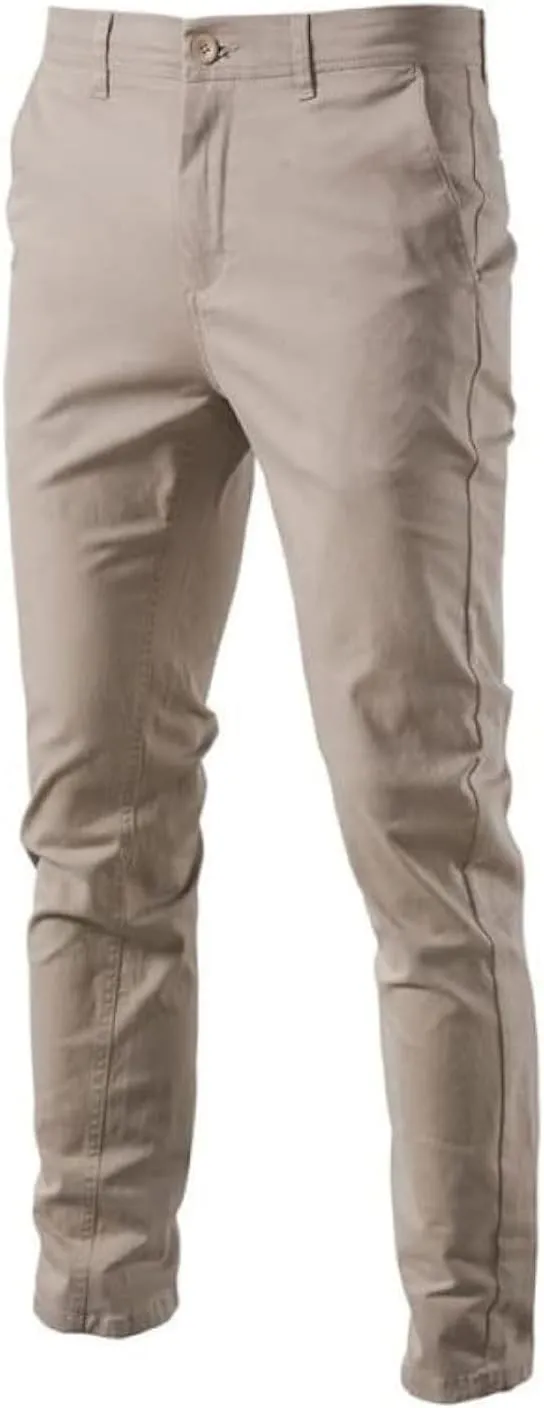 Men's Comfort Slim-fit Stretch Chino Pant Flat Front Solid Casual Pants