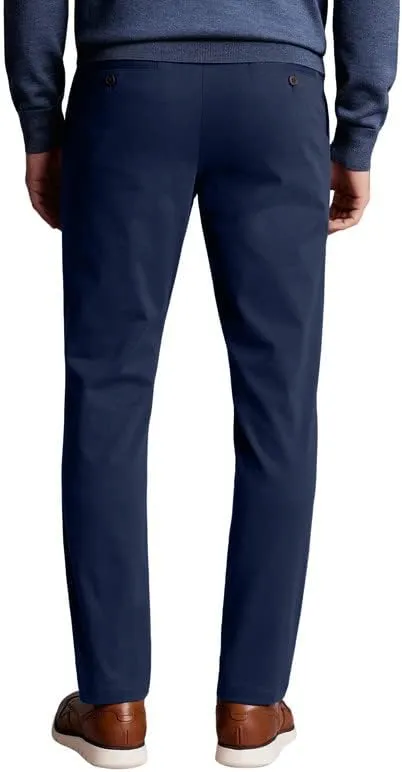 Men's Comfort Slim-fit Stretch Chino Pant Flat Front Solid Casual Pants