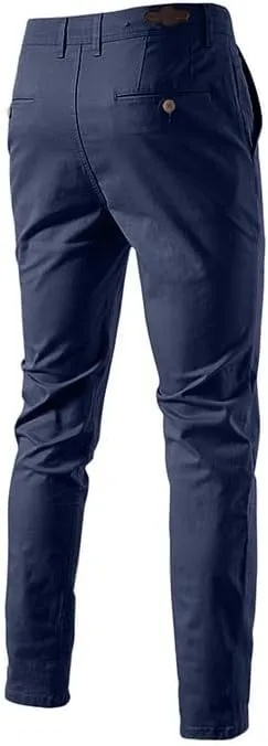 Men's Comfort Slim-fit Stretch Chino Pant Flat Front Solid Casual Pants