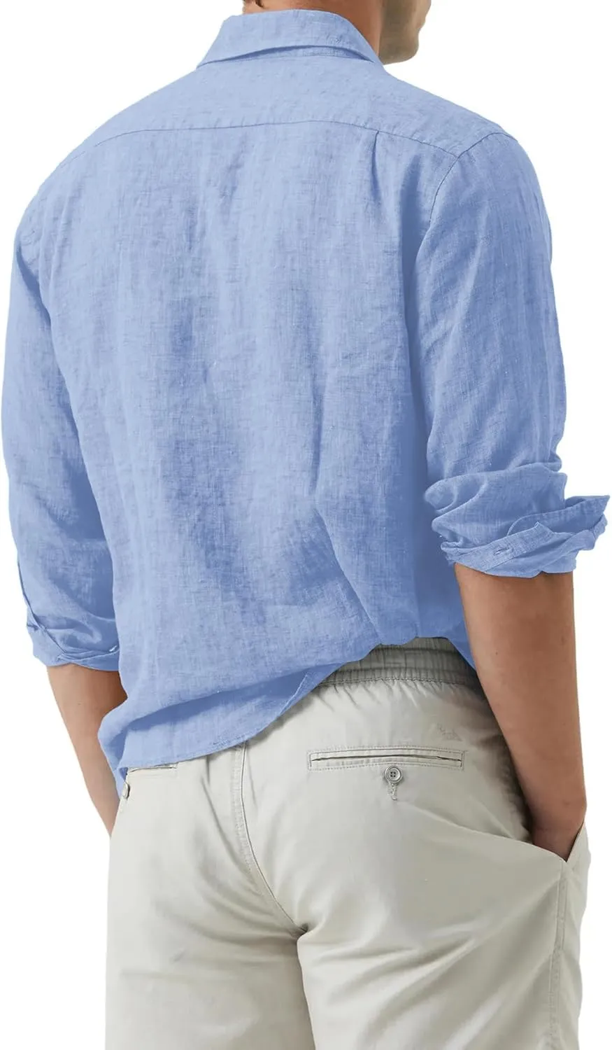 Men's Dress Long Sleeve Button Down Shirt Casual Beach Untuck Wrinkle Free Shirt