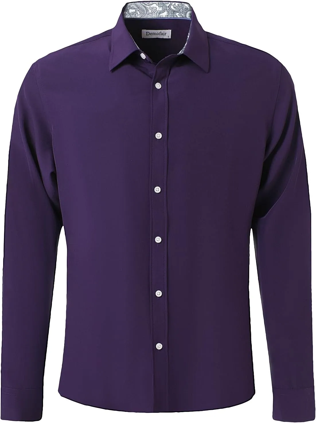 Men's Dress Shirts Long Sleeve Wrinkle-Free Button Down Shirt Men Inner Contrast Stretch Formal Shirts