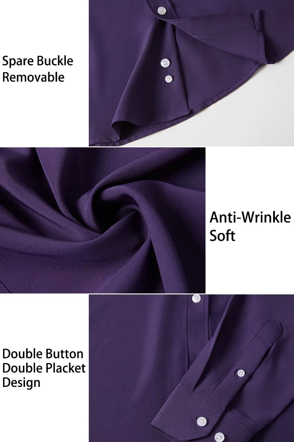 Men's Dress Shirts Long Sleeve Wrinkle-Free Button Down Shirt Men Inner Contrast Stretch Formal Shirts