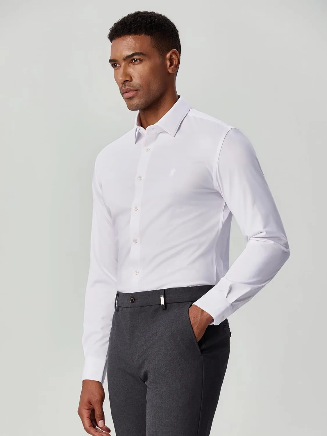 Mens Dress Shirts Warm Stretch Wrinkle Free Non Iron Cashmere Long Sleeve Button Down Shirt