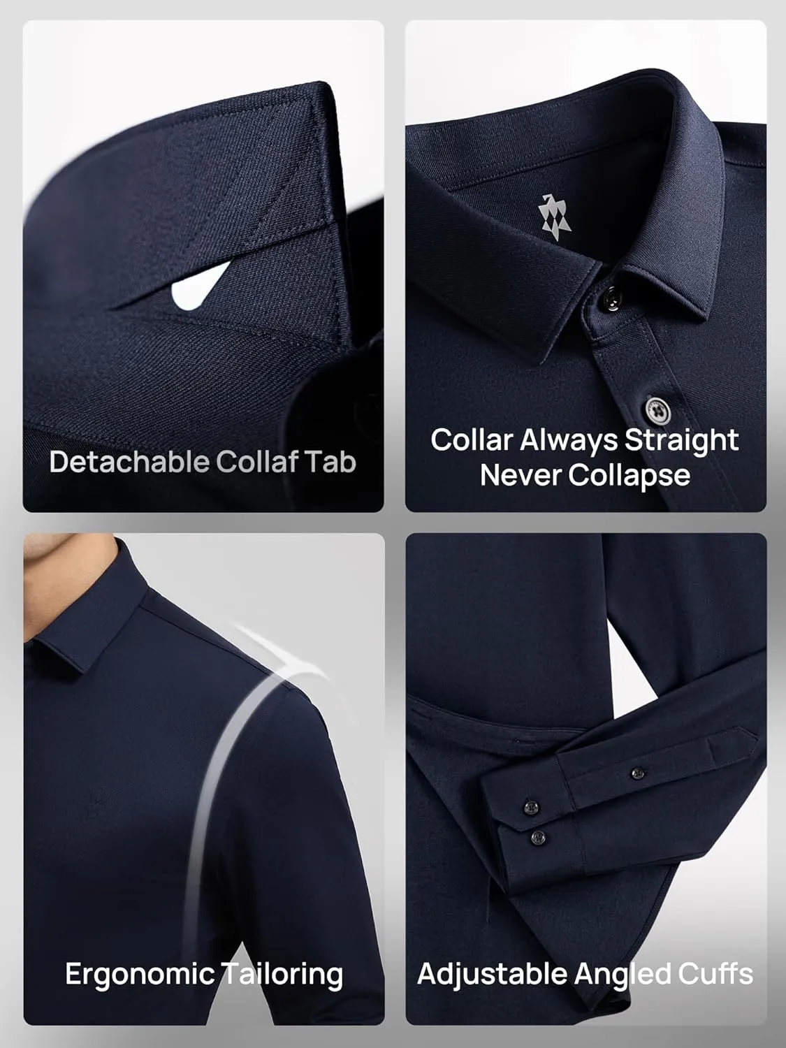 Mens Dress Shirts Warm Stretch Wrinkle Free Non Iron Cashmere Long Sleeve Button Down Shirt