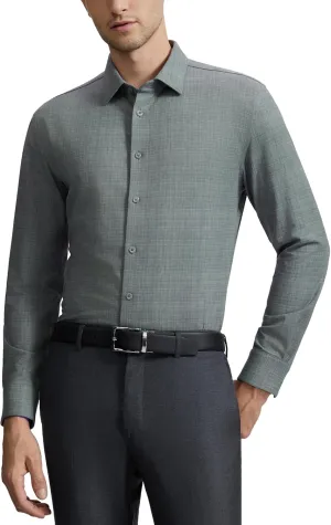 Mens Dress Shirts Warm Stretch Wrinkle Free Non Iron Cashmere Long Sleeve Button Down Shirt