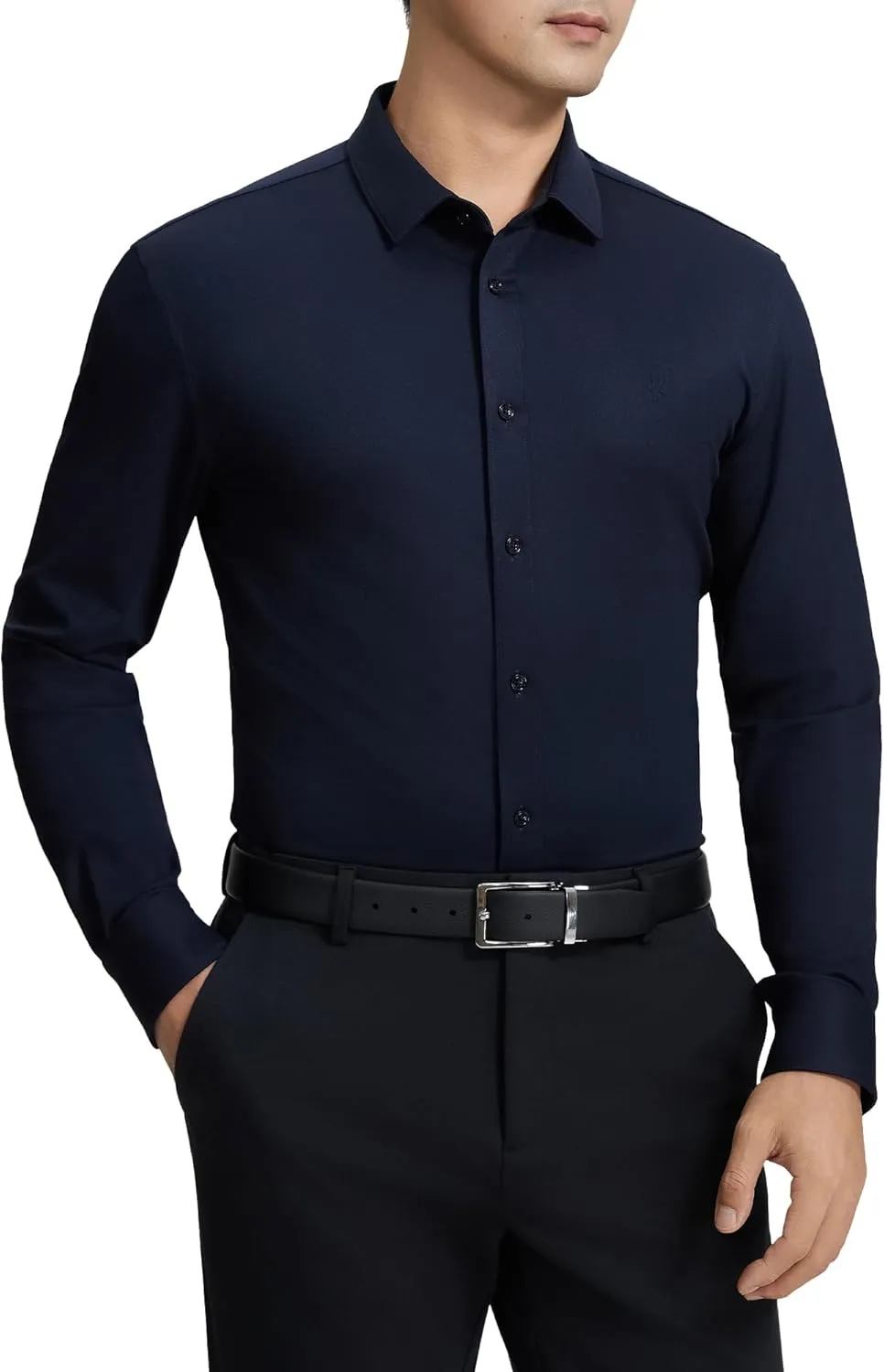 Mens Dress Shirts Warm Stretch Wrinkle Free Non Iron Cashmere Long Sleeve Button Down Shirt