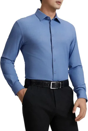 Mens Dress Shirts Warm Stretch Wrinkle Free Non Iron Cashmere Long Sleeve Button Down Shirt