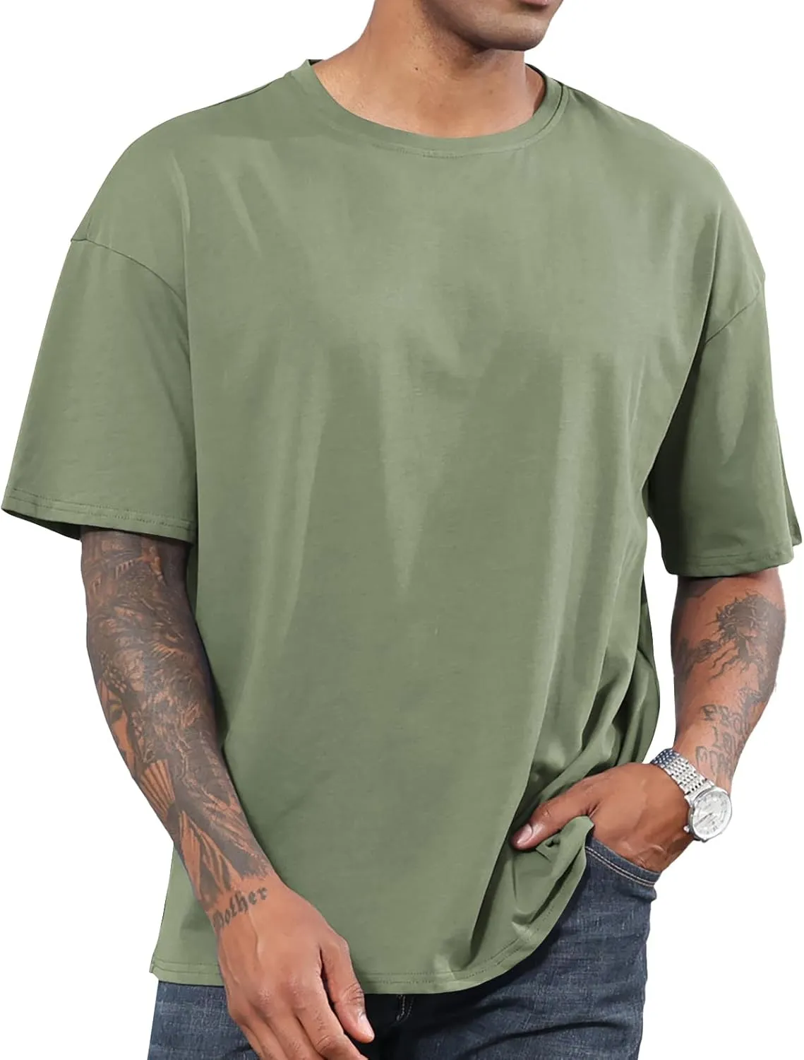 Men's Fashion Oversized Tshirts Workout Short Sleeve T-Shirt Dry Fit Lightweight Crewneck Tee Tops